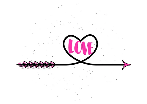 情人节贺卡印刷用孟菲斯式字体字体字体符号Love Heart Arrow Isolated White Background — 图库矢量图片
