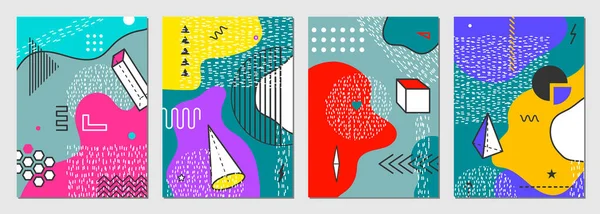 Memphis Abstrakte Muster Hintergrund Mit Flachen Splash Form Und Geometrischen — Stockvektor
