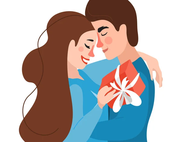 Belo Jovem Casal Apaixonado Abraçando Beijando Gostando Passar Tempo Junto — Vetor de Stock