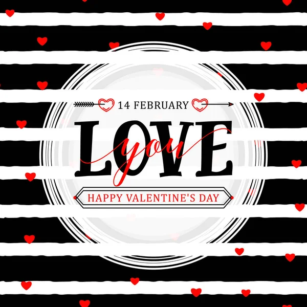 Vector Illustration Stylish Happy Valentines Day Greeting Card Lettering Typography — Stock Vector