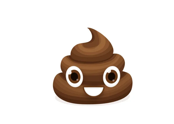 Brown emoticon poop character vector illustration. Emoji comic poo in flat cartoon style isolated on white background. Funny excrement art — Stock Vector