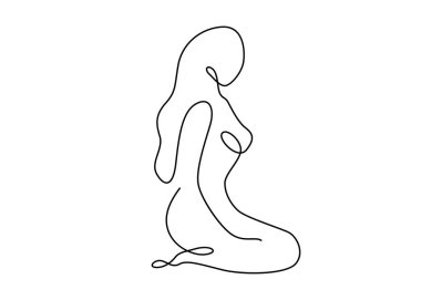 Çizgi sanatçısı kadın siluet vektör arka planı. Kadın figürü modern basit doğrusal şekilde poz verir. Kız vücut duruşu tasarımı. Güzellik ve moda koleksiyonu kavramı