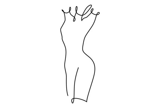 Line Art Frau Silhouette Vektor Hintergrund. Die weibliche Figur posiert in modernem, geradlinigem Stil. Körperhaltung von Mädchen. Schönheits- und Modekollektionskonzept — Stockvektor