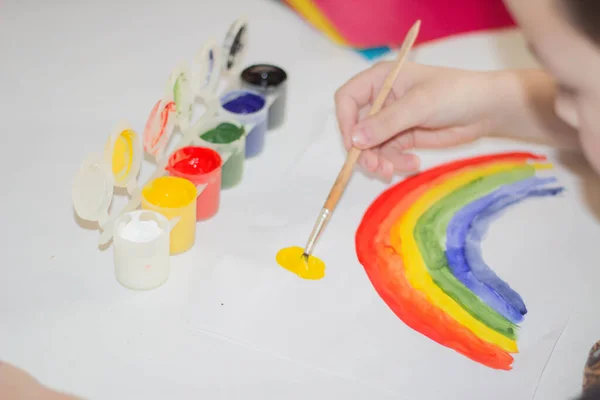 a child draws a rainbow what to do at home with a child in quarantine