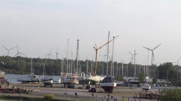 胡克西尔造船厂与许多船舶 — 图库视频影像