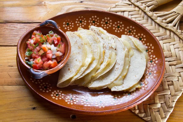 Traditional Mexican Food Quesadillas Salsa — Stock Photo, Image