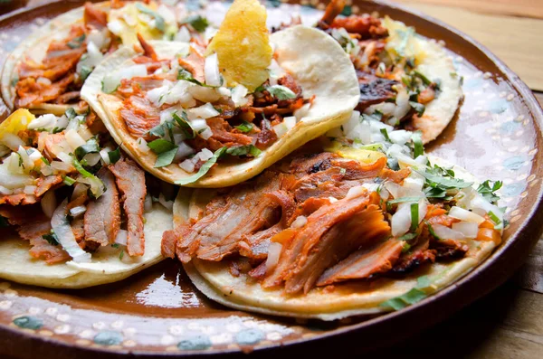 Comida Tradicional Mexicana Tacos Pastor — Foto de Stock