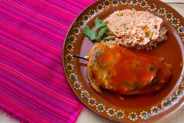 Chile Mexicano Relleno Arroz — Foto de Stock