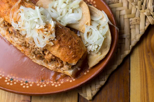 Comida Tradicional Mexicana Torta Ahogada — Foto de Stock