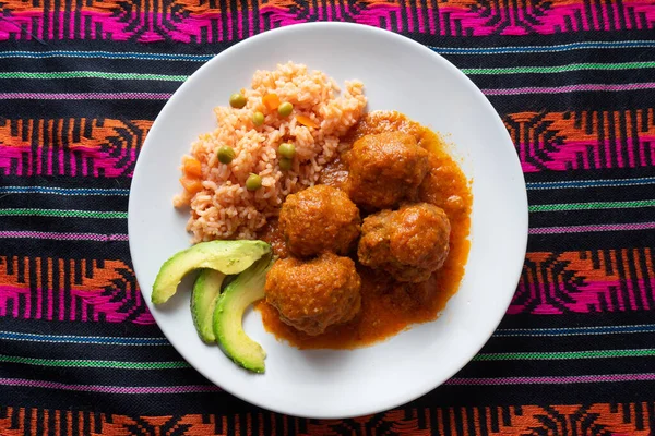 Traditional Mexican Meatballs Red Rice Stock Image