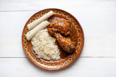 Geleneksel Meksika köstebek soslu tavuk.