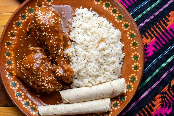 Salsa Tradicional Mexicana Mole Con Pollo — Foto de Stock