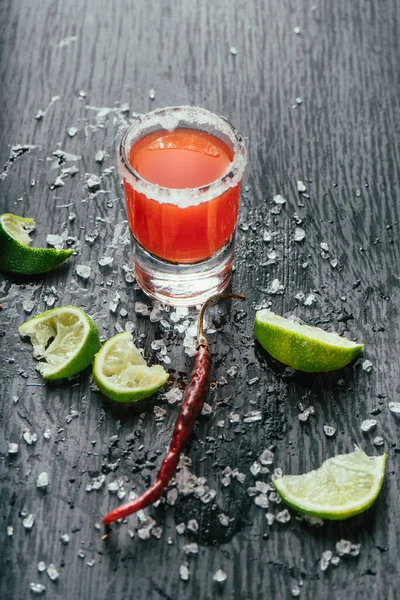 Mexican Tequila Shots Sangrita Stock Image