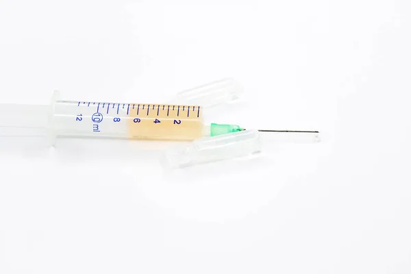 Une Seringue Remplie Médicaments Une Seringue Avec Médicament Injectable Une — Photo