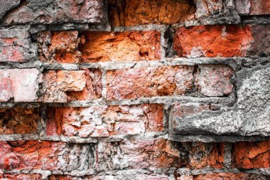 Yakın çekim, arka plan ve doku eski hışırtı tuğla duvar.