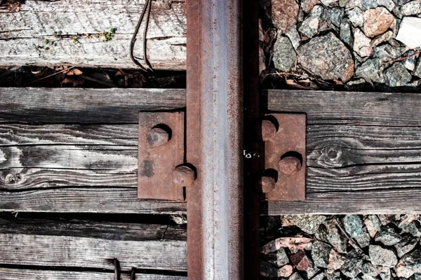 Fechar Rail Fastener Para Segurar Trilho Com Pista Laje Concreto — Fotografia de Stock