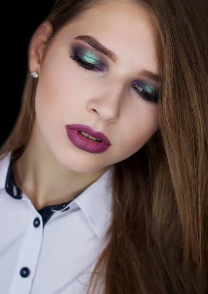 Vista Cercana Del Ojo Femenino Con Maquillaje Moda Multicolor Brillante — Foto de Stock