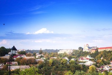 Kamenetz-Podolsk. Ukrayna. 29 Ekim. 2018 kenti bir yükseklikten manzara fotoğraf.