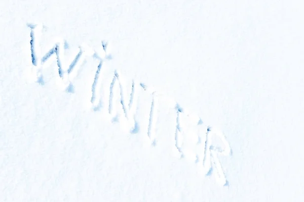 Vintern Inskriften Snön — Stockfoto