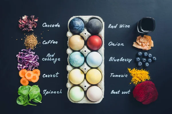 Ev yapımı doğal olarak boyalı Paskalya yumurtaları