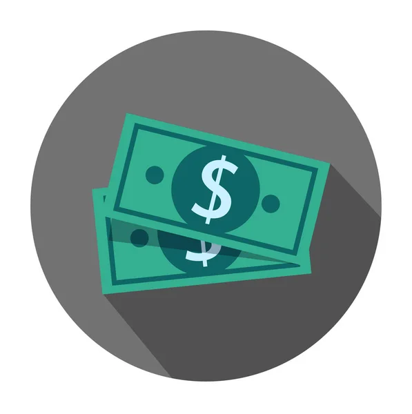 Vector Flat Design Dollar icono de dinero en efectivo, caja registradora, pago de dinero, signo de dólar, moneda — Vector de stock