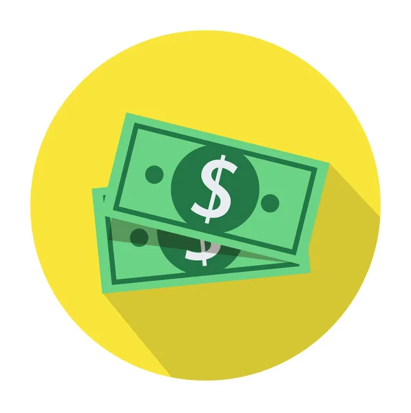 Vector Flat Design Dollar icono de dinero en efectivo, caja registradora, pago de dinero, signo de dólar, moneda — Vector de stock