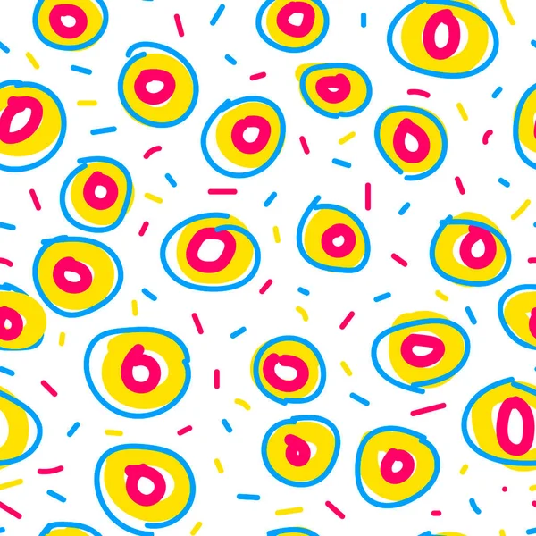 Modèle Beignet Sans Couture Donuts Stylisés Dessinés Main Isolés Sur — Image vectorielle