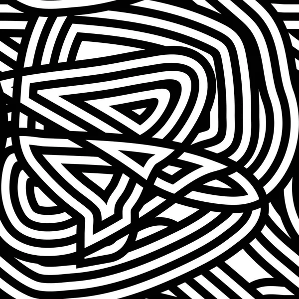 Бесшовный Полосатый Абстрактный Рисунок Черно Белые Запутанные Линии Грязные Полоски — стоковый вектор