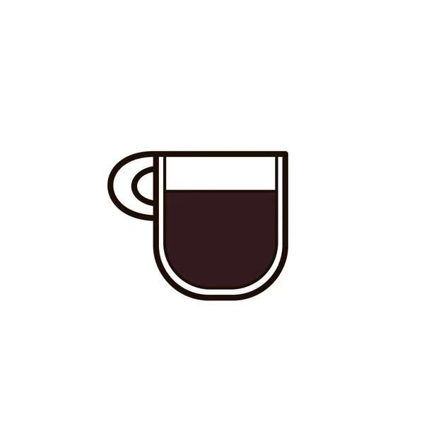 Küçük bir fincan kahve, çay. Beyaz arka planda izole edilmiş espresso ile şirin, basit bir kupa. Bardakta sade kahve, çift duvarlı. Kahve dükkanları, menü, kafe, mutfak ve kahve için vektör illüstrasyonu