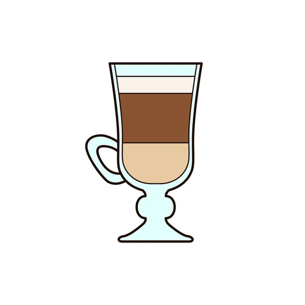 Szklanka Latte Lub Cappuccino Słodki Kubek Mlekiem Kawą Pianką Izolowaną — Wektor stockowy