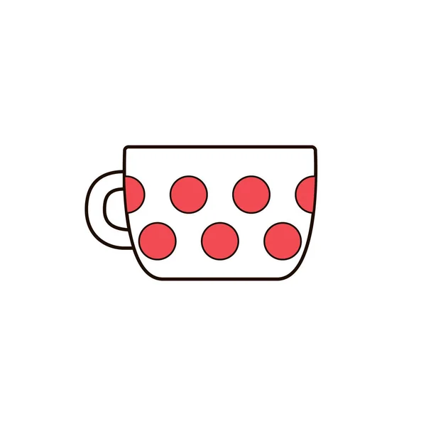 Słodkie Duże Kropki Polka Filiżanka Kawy Herbaty Kubek Latte Americano — Wektor stockowy