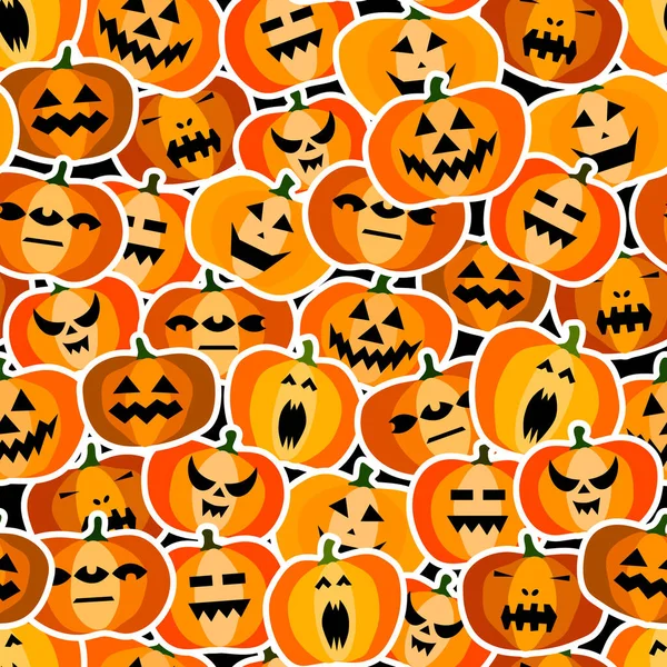 Bezproblemowy Halloween Przerażający Pomarańczowy Wzór Dyni Zabawna Przerażająca Uśmiechnięta Twarz — Wektor stockowy