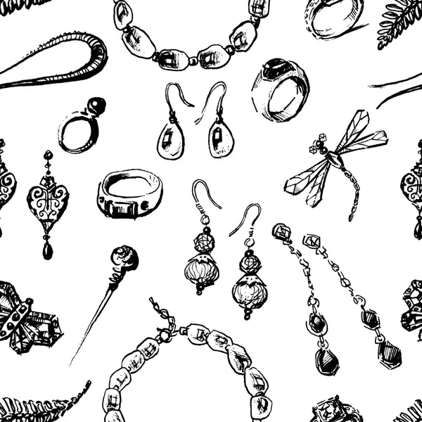 Pola Mulus Dari Berbagai Perhiasan Perempuan - Stok Vektor