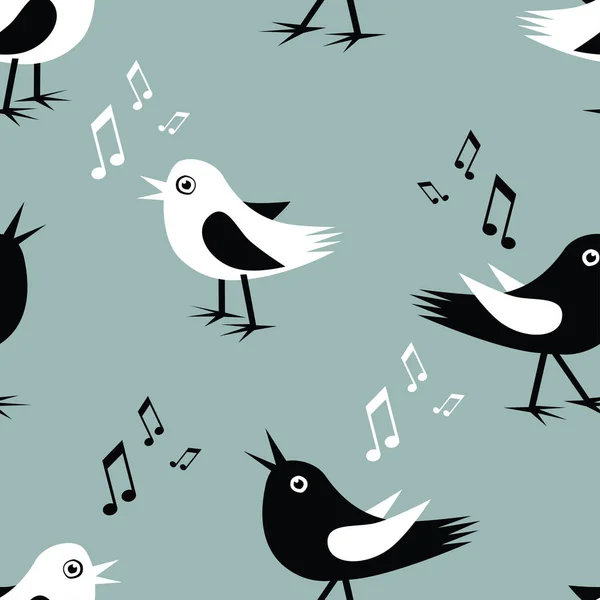 Fondo Sin Fisuras Los Pájaros Cantores Divertidos — Archivo Imágenes Vectoriales