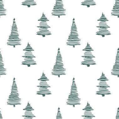 Noel ağaçları Doodles seamless modeli