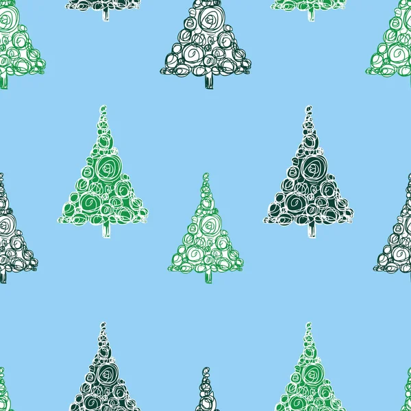 Patrón Sin Costuras Árboles Navidad Decorativos — Vector de stock