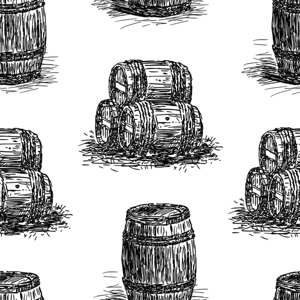 Schéma Des Croquis Des Tonneaux Vin — Image vectorielle