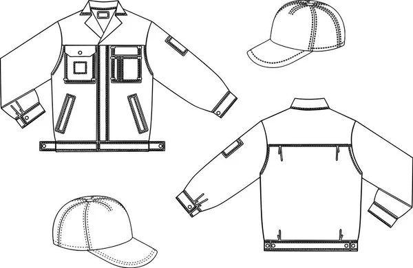 Dibujo Vectorial Uniforme Mezclilla Gorras Béisbol — Vector de stock