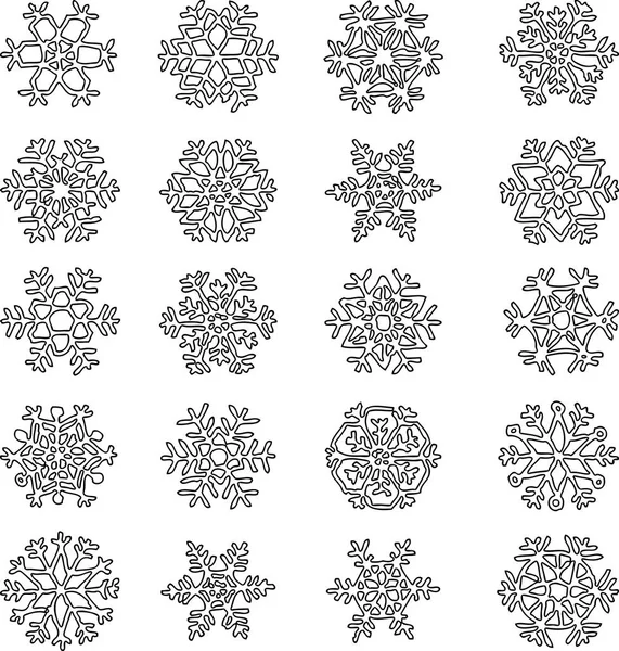 Conjunto Flocos Neve Decorativos — Vetor de Stock