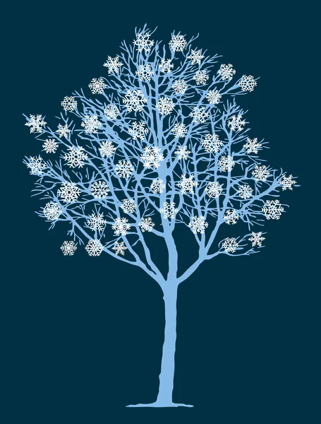 Vector Image Frozen Tree Winter — Stock Vector