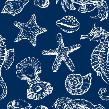 Deniz canlılarının çizimler ve sorunsuz arka plan