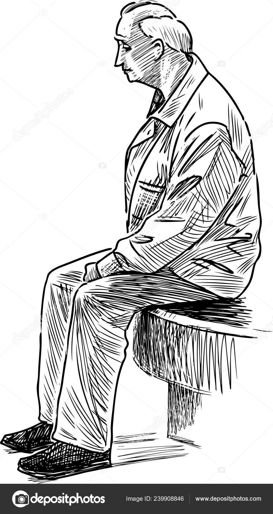children drawing - sketches of sitting people Stock Photo - Alamy