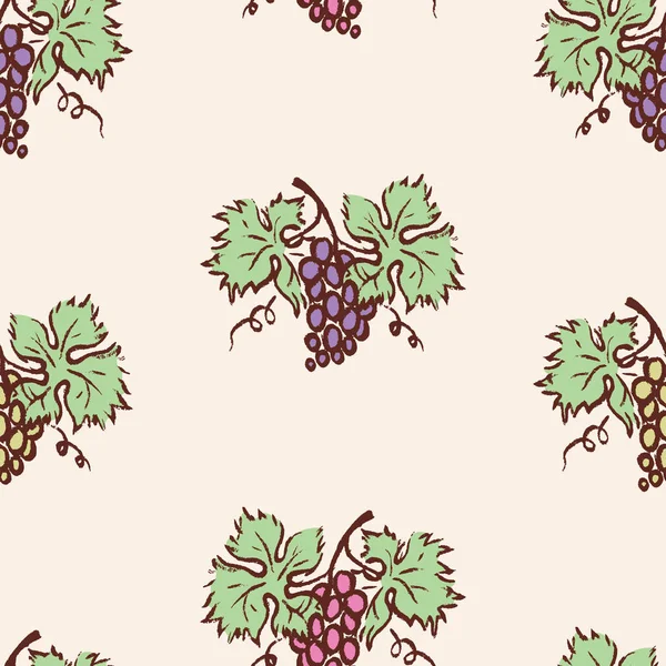 Бесшовный Рисунок Эскизов Спелого Винограда — стоковый вектор