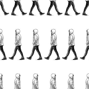 Desen içinde davlumbaz kişi yürüyüş