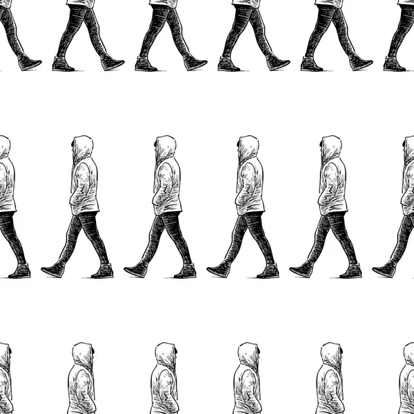 Desen içinde davlumbaz kişi yürüyüş