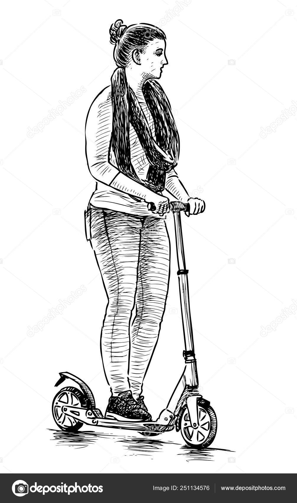 girl riding a scooter