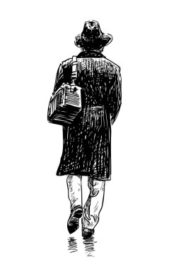 Bir şapka bir kentsel yaya kroki