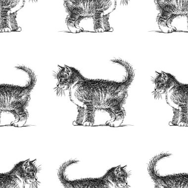 Kedi skeçler Dikişsiz desen