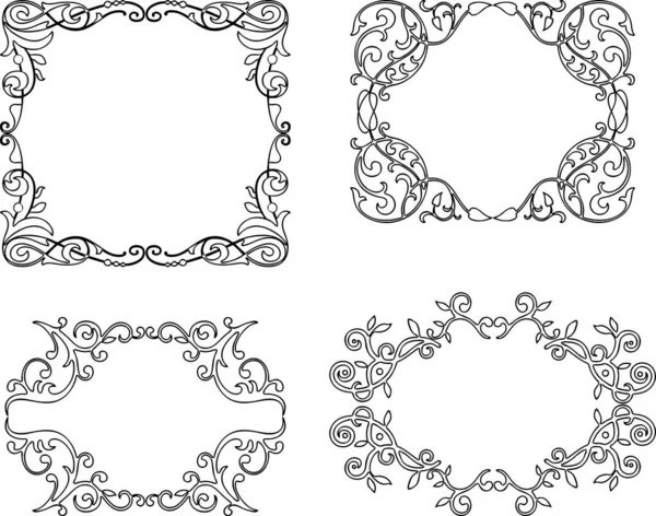 Ensemble Cadres Floraux Décoratifs — Image vectorielle