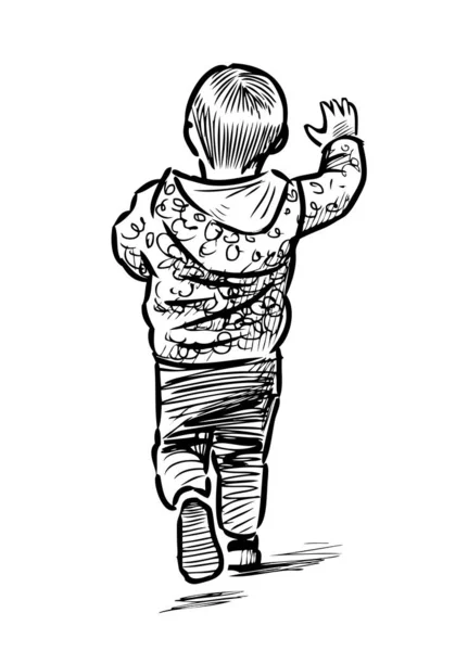 Σκίτσο Ενός Μικρού Αγοριού Που Τρέχει — Διανυσματικό Αρχείο